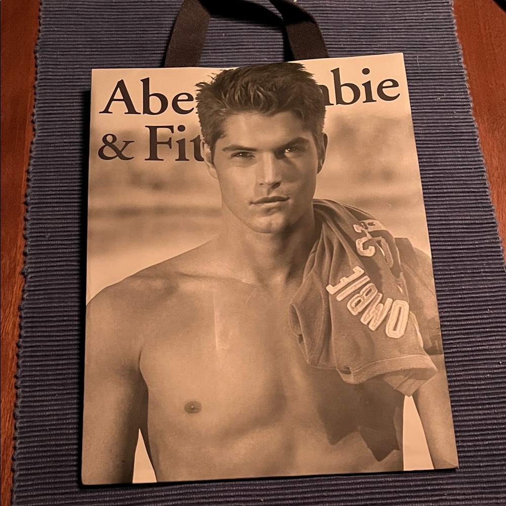 Iconic Muscle Guy Abercrombie & Fitch Black and White Graphic bag